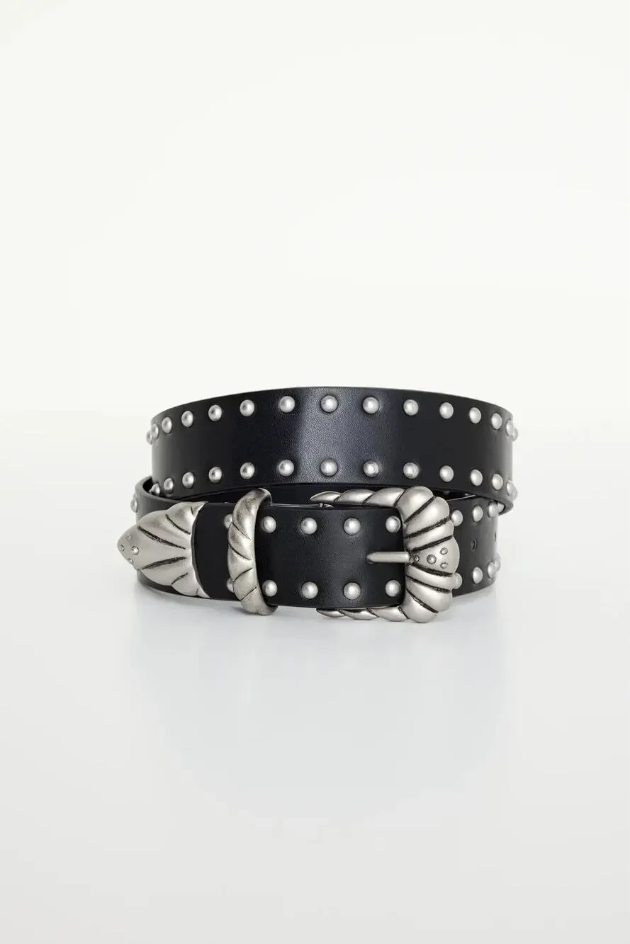 Good American Wide Studded Western Belt Black NWT XXS/XS